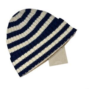 Everlane Blue Stripe Cashmere Knit Beanie Unisex‎ New